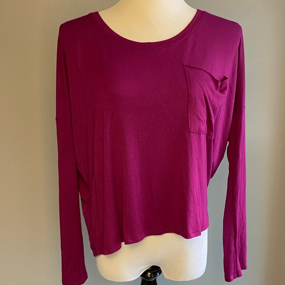 Express Magenta Long-Sleeve Blouse — Size M — NWT